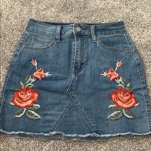 Boutique Floral Denim Skirt
